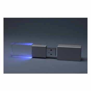 Флешка VF-Кристалл LED синий, стеклянный корпус