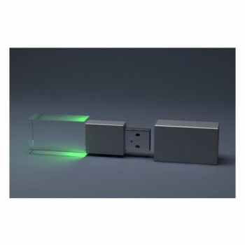 Флешка VF-Кристалл LED зелёный, стеклянный корпус